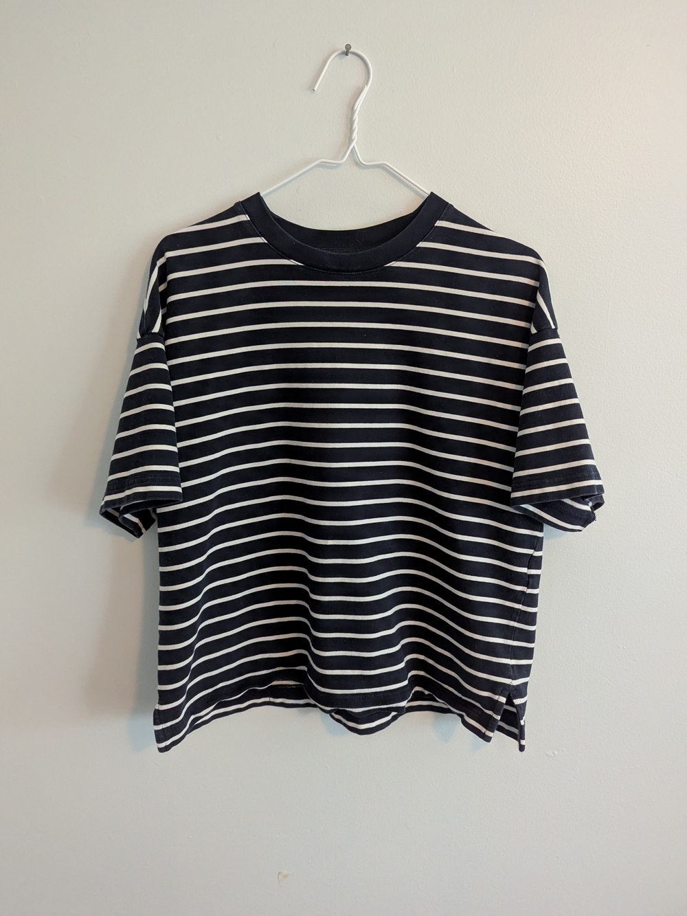 Muji Navy & White Striped Boxy Tee